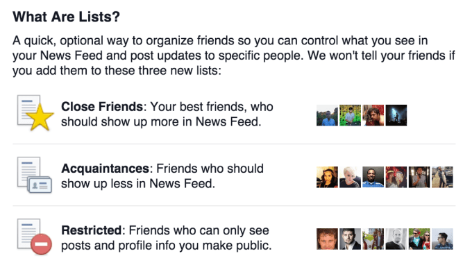 Facebook Lists
