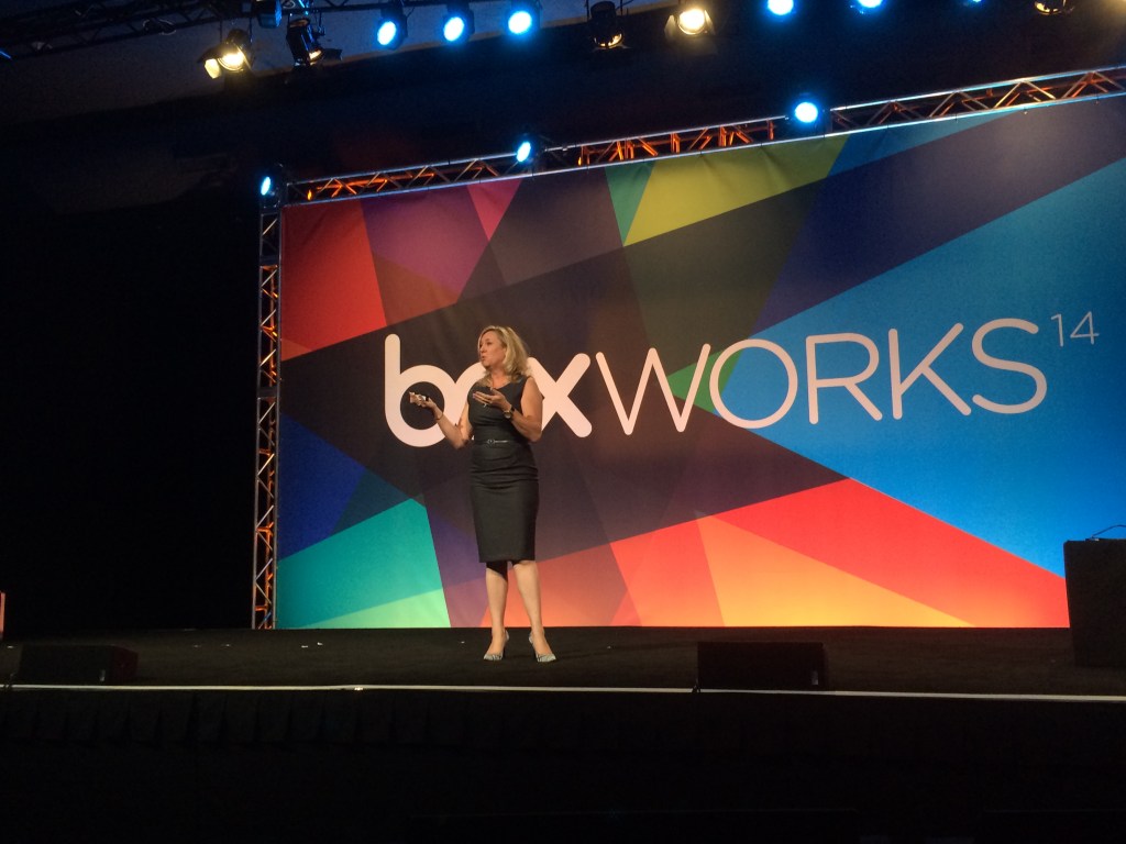 Box's Whitney Bouck on stage at BoxWorks 2014