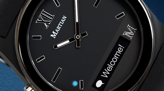 black watch face with welcome