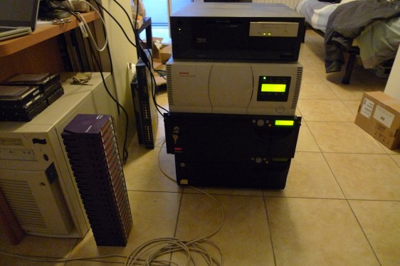 Backup tapes in a data center.