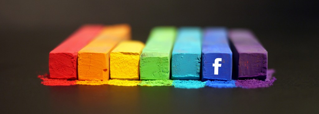 Colored chalk. Blue one has what Facebook f on it.