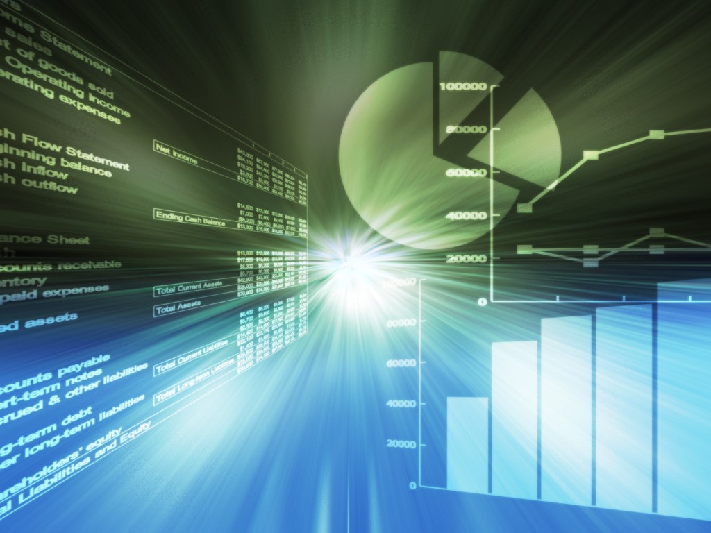 Financial planning images: Spreadsheet and graphs.