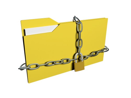 File folder with chain and padlock around it.