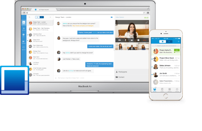 Cisco Project Squared Web and iOS interface.