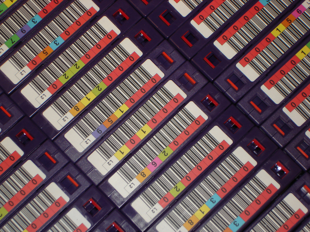 Stacks of backup tapes.