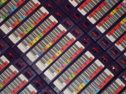 Stacks of backup tapes.