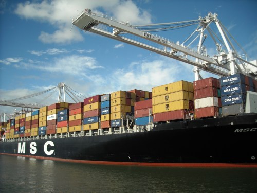 Ship full of containers.