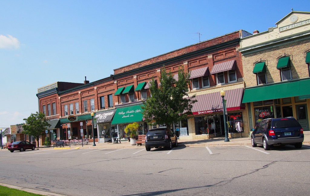 Main Street store fronts.