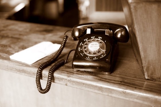 black rotary telephone