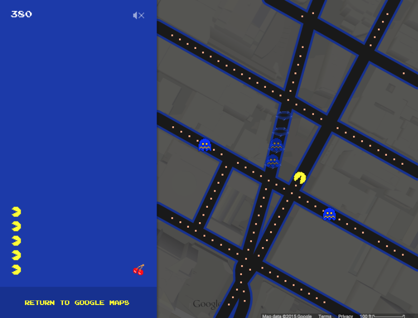 Pac-Man In Google Maps 