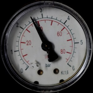 Gauge with pressure rising.
