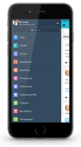 Salesforce.com HR mobile app, app view.