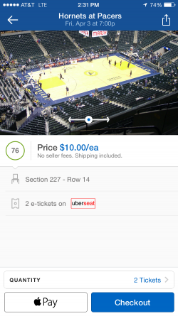 SeatGeek Mobile Checkout Options