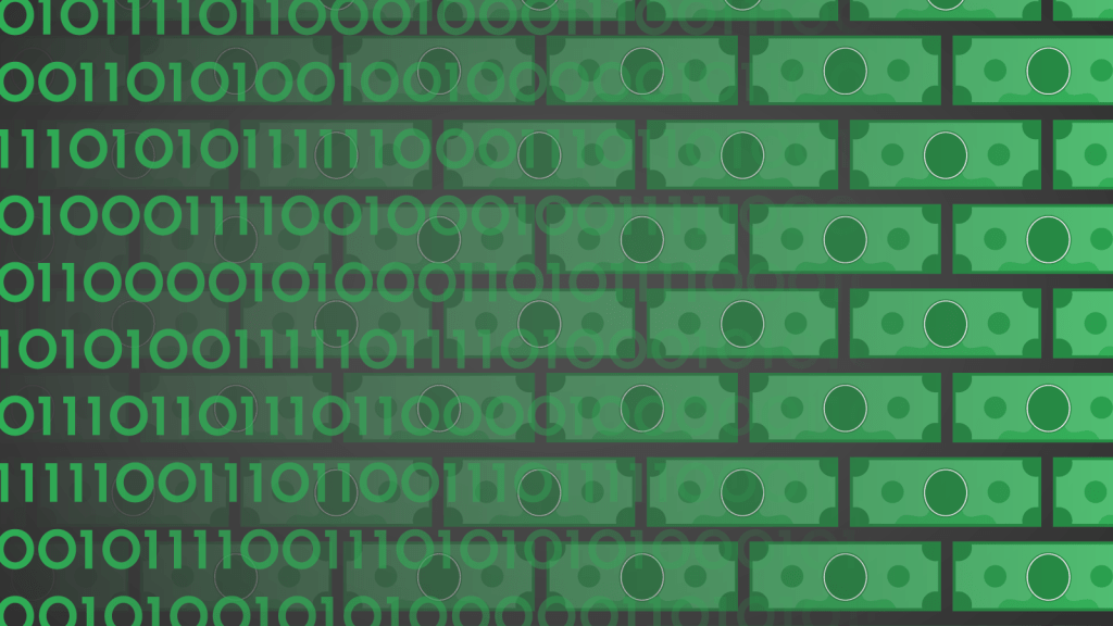 dollars, money, binary code