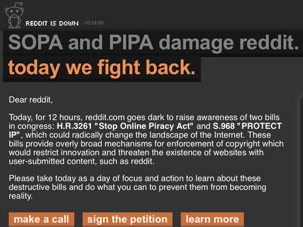 Reddit Reacts to SOPA u2013 Jan. 2012 