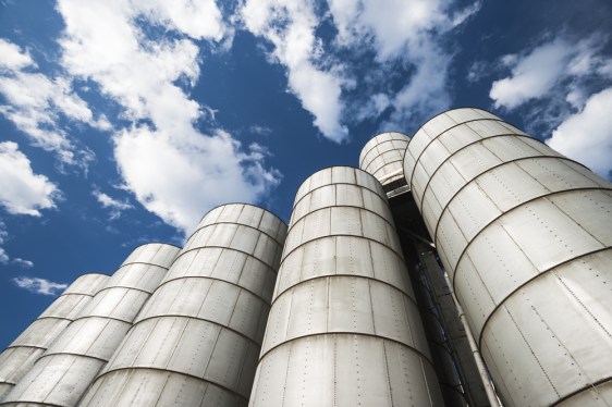 Grain silos.