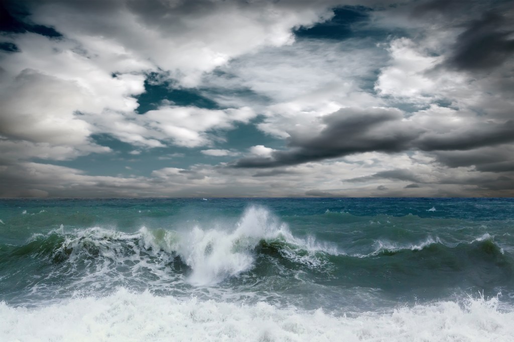 Waves crashing.