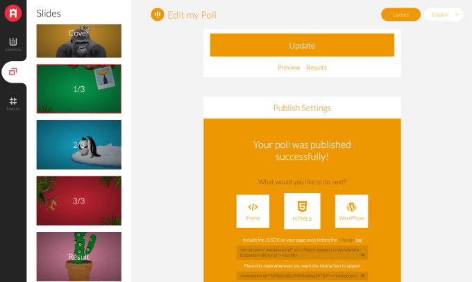 Apester Editor Dashboard