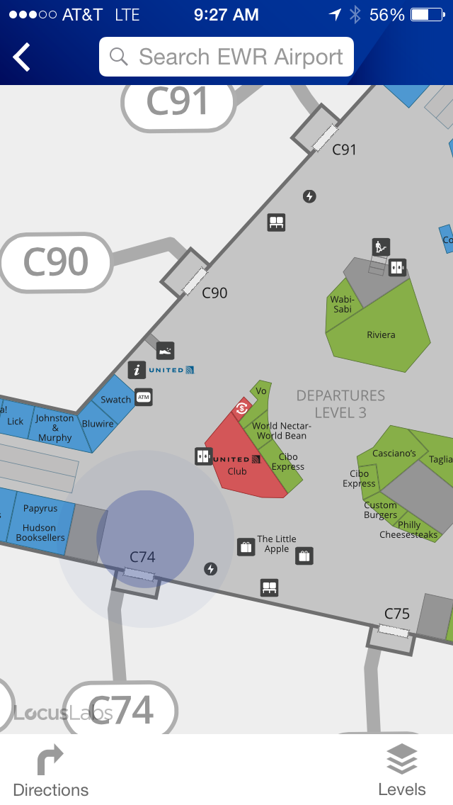 Beacon technology is being tested at United's Newark terminal. 