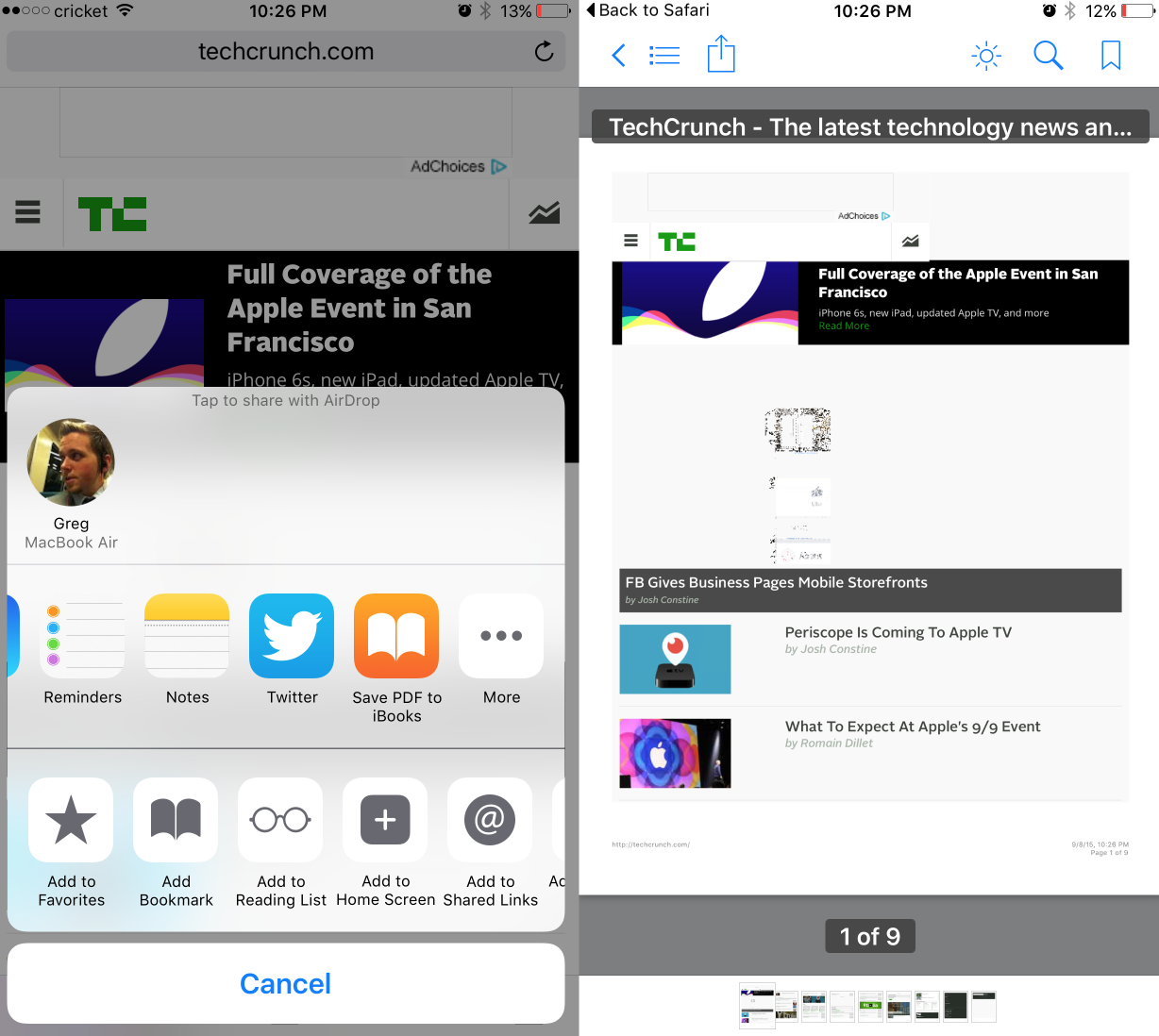 Convert Website to PDF in Safari 