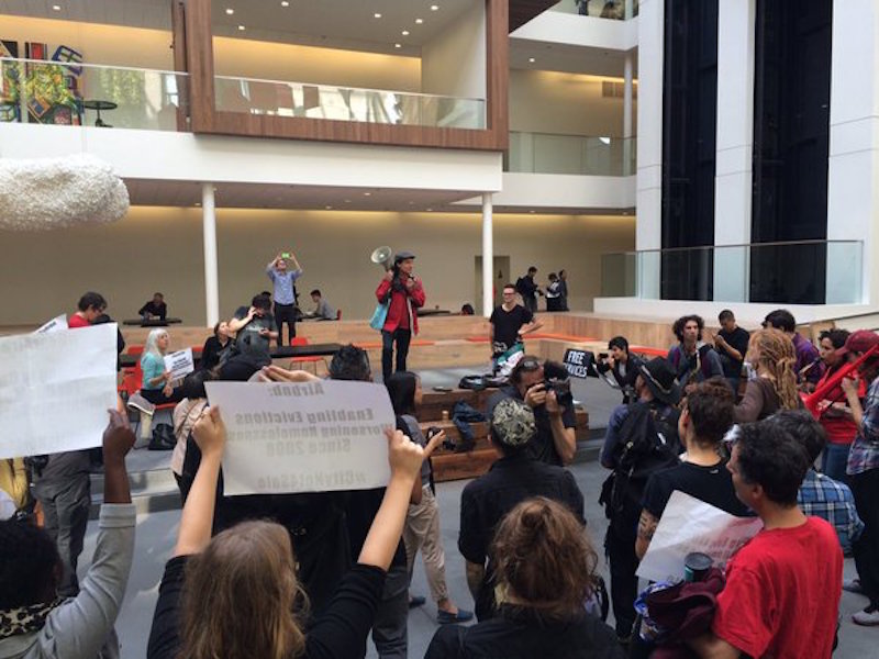 Airbnb protest prop f