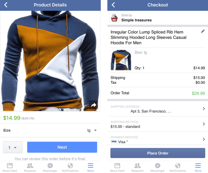 Facebook Shopping Checkout