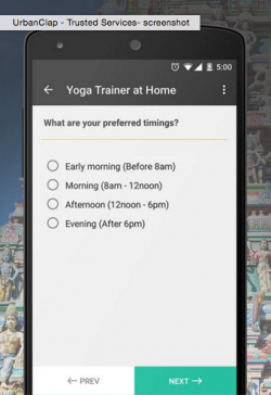 UrbanClap screen