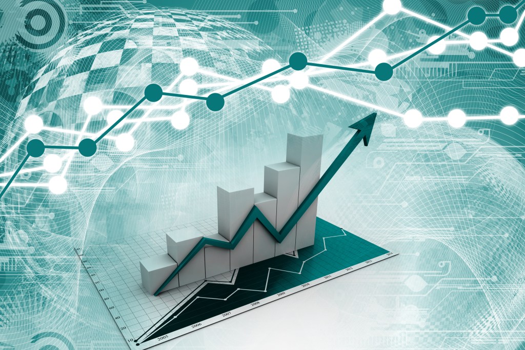 Graph with arrow pointing up.