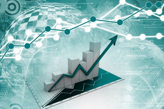 Graph with arrow pointing up.