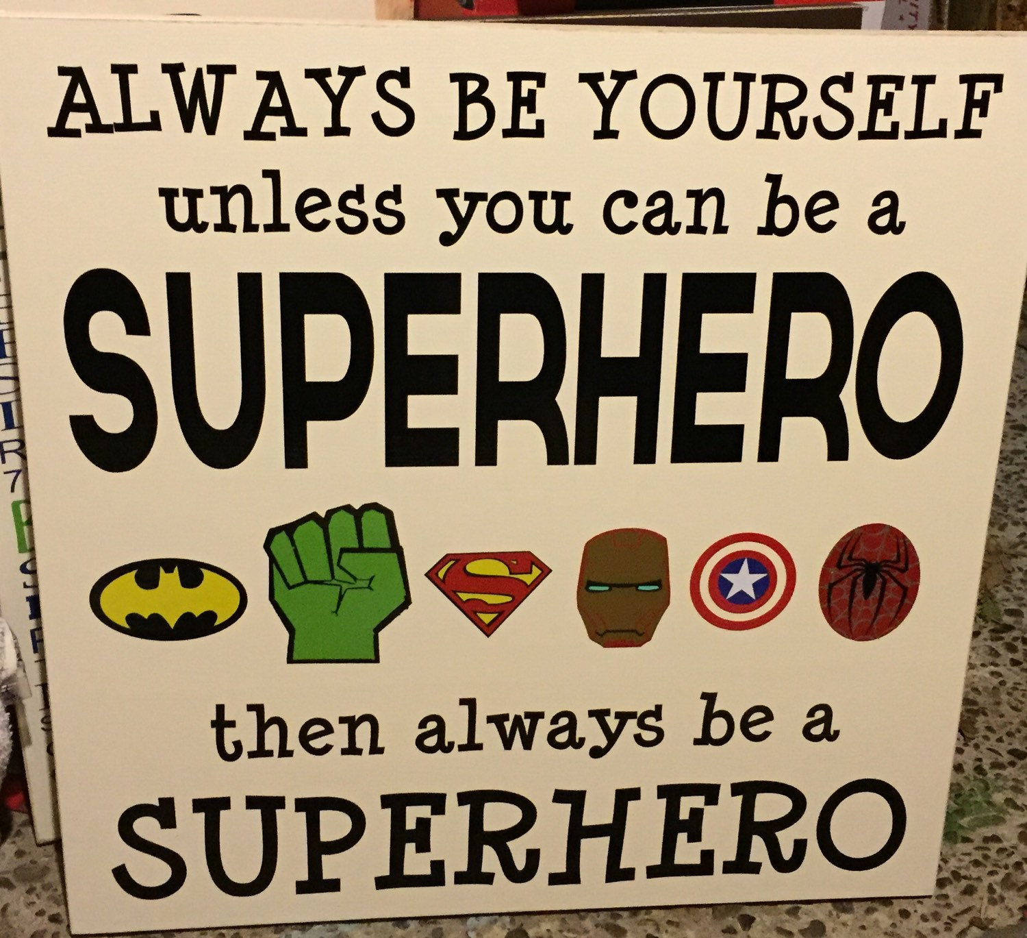 Hand-painted Superhero Wood Sign 