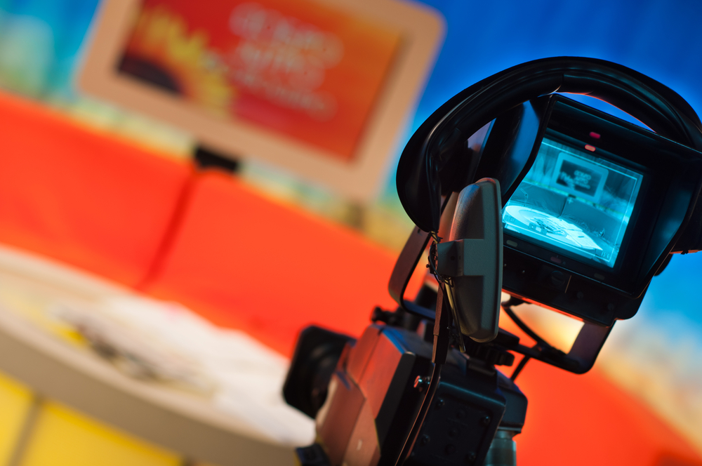 Video camera prepared to record.