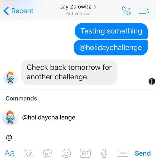 Facebook In-line bots