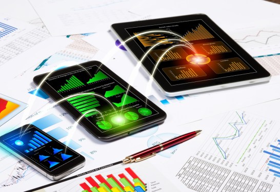 Charts and graphs on paper, tablets and smart phones.