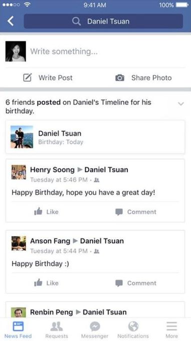 Facebook Birthday Wall