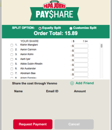 Papa Johns Venmo