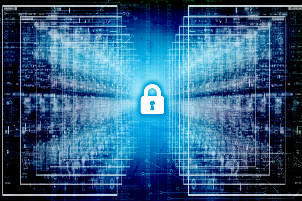 Safety concept: Closed Padlock on digital background
