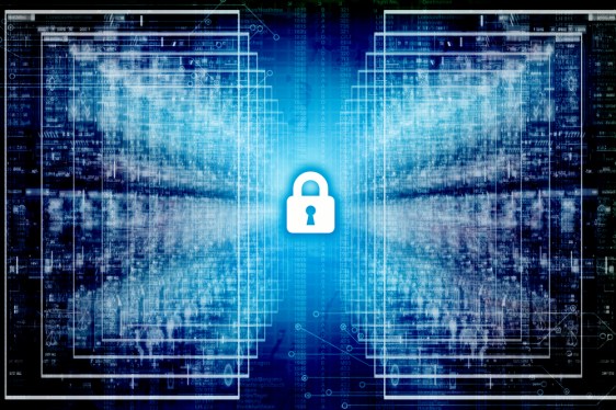 Safety concept: Closed Padlock on digital background