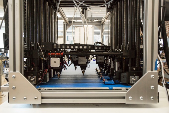 Project Escher 3D printer with multiple nozzles.