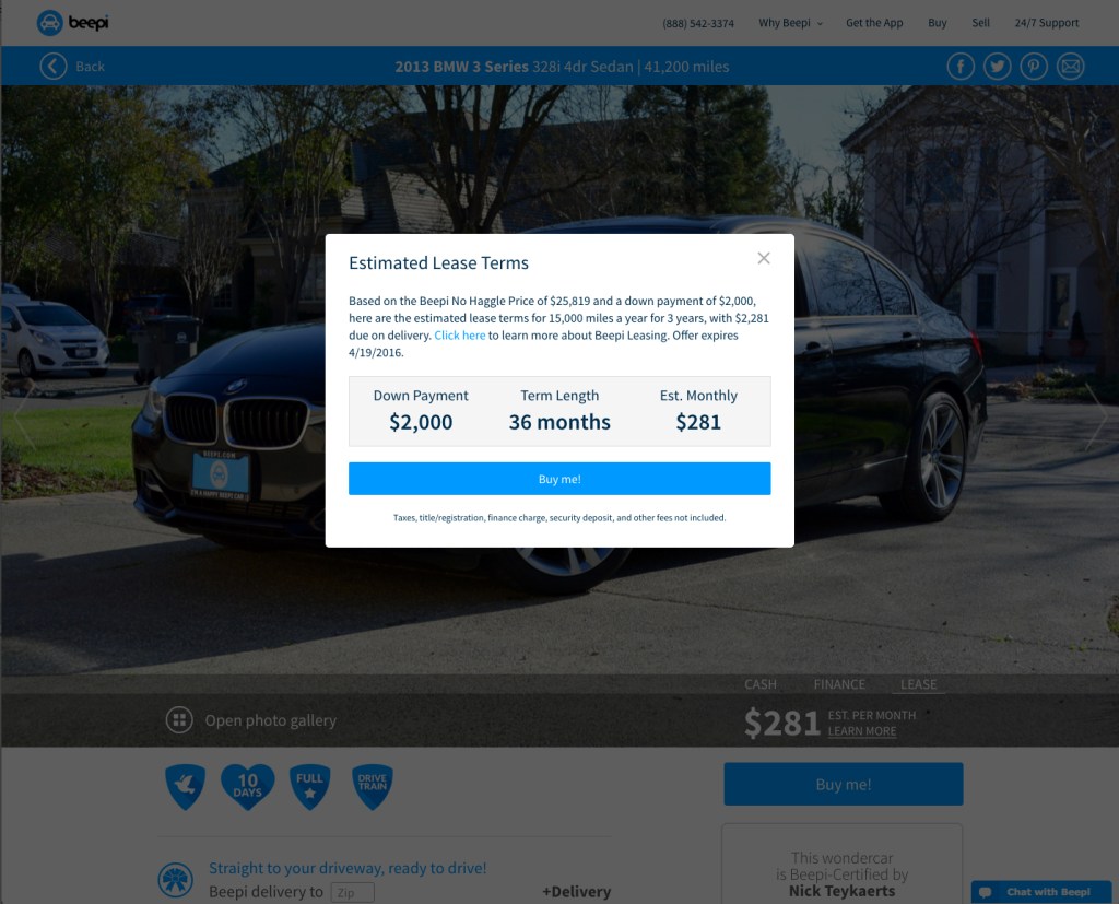 Lease Details from Beepi