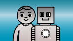 a human and a robot - they're friends!