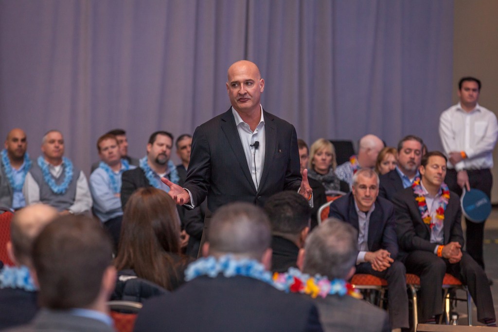 Keith Block from Salesforce speaking at Salesforce World Tour in Boston in April, 2016.