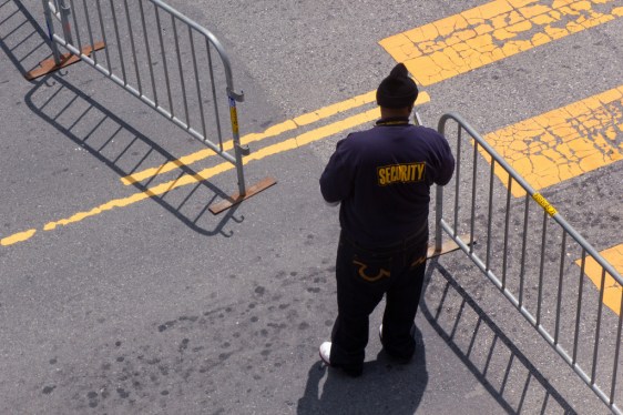 Security guard at barrier.