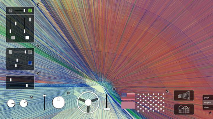 Jason Salavon, American Varietal,  2013 / Real-time interactive system, structural steel, multi-touch screen.