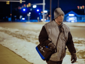 James Robertson on his way to work