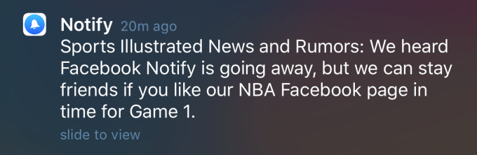 Facebook Notify Page
