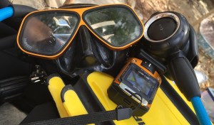 As an extra bonus, Ricoh's baby underwater camera matches my dive mask. 