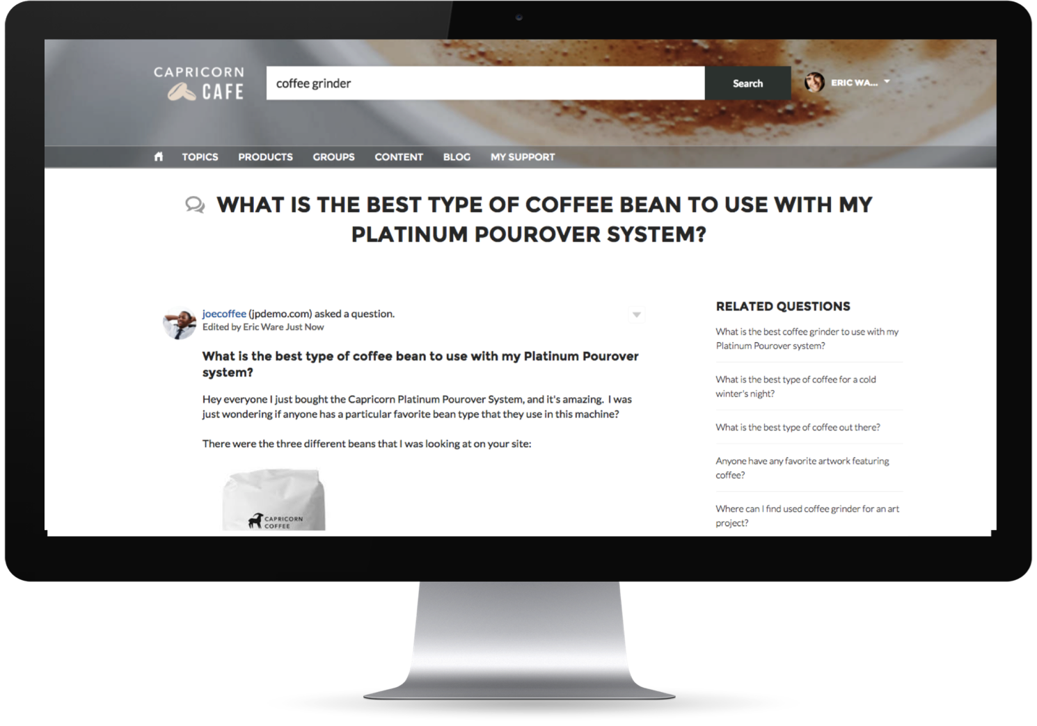 Salesforce Community Cloud website with content driven by user action (so-called intelligent content).