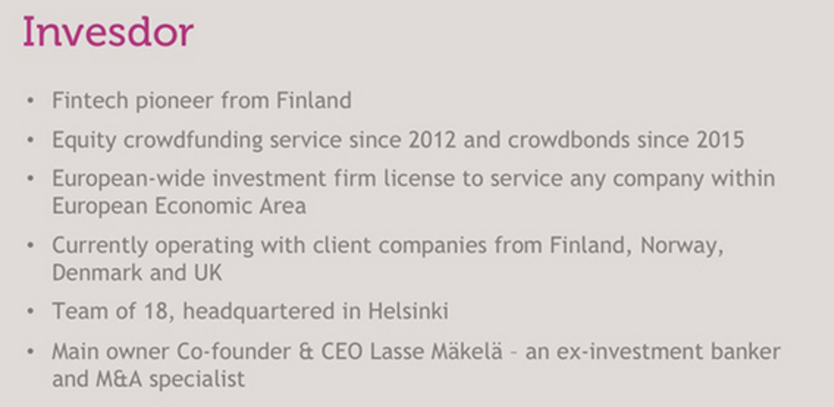 Reading Invesdor's own investment pitch is a fascinating insight into the crowdfunding market. How delightfully meta. 