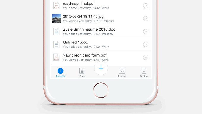 dropbox Plus button
