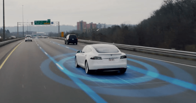 blue rings around Tesla